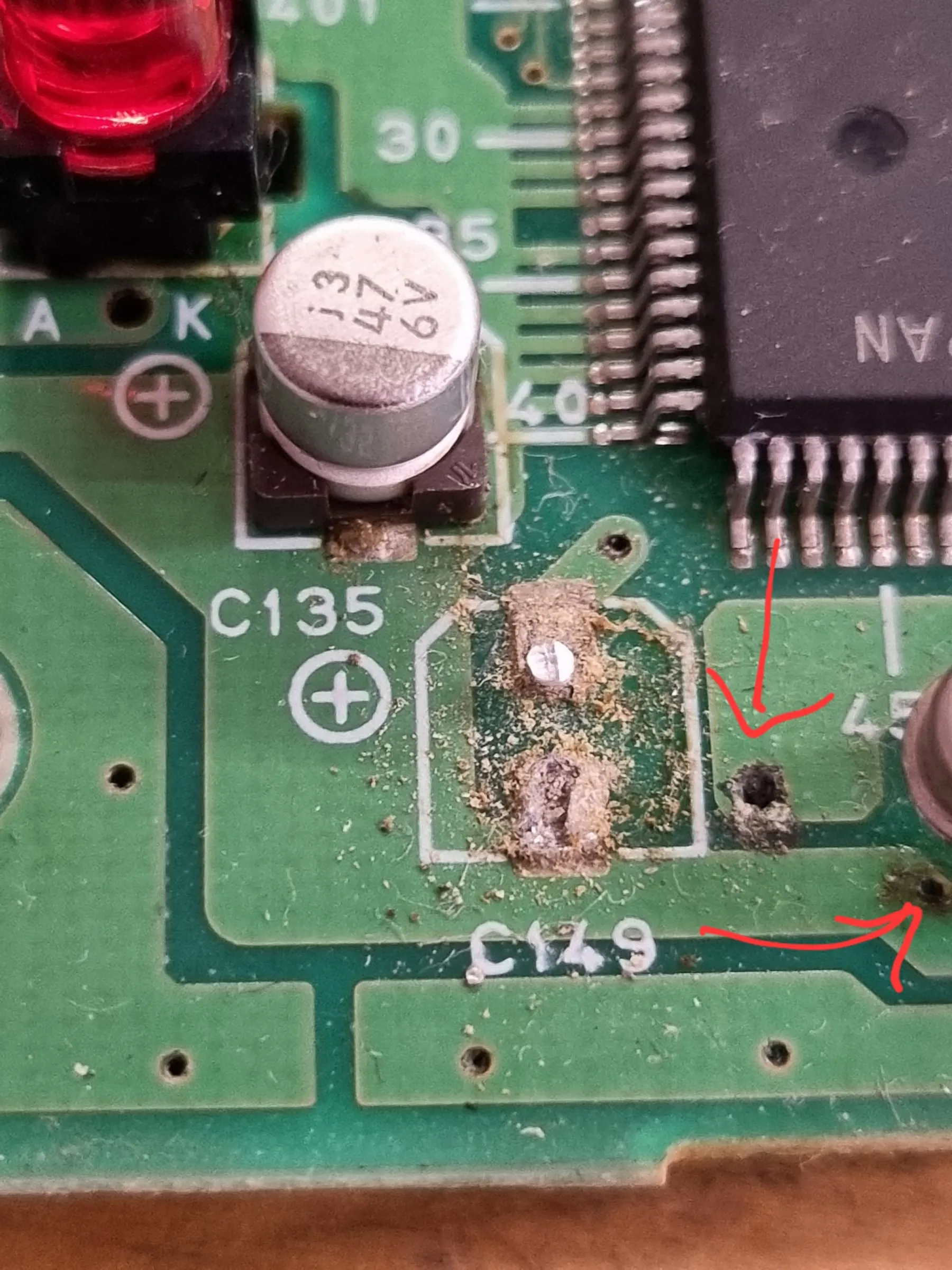 You may think it's dust but they are dried electrolytics